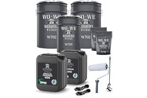 WO-WE 2k Epoxidharz Bodenbeschichtung Komplett-Set Bodenfarbe Betonfarbe Platinrau