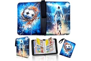WLXWZ Fußballsammelalbum karten, 65 Seiten 520 Karten Kapazität, fußball karten, fußball karten-Ordner, FußballSammelalbum,Tragbarer Wasserdichter PU-FußballkartenHalter sammelmappe a3