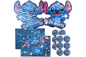 CRUNIER Carte Invitation Anniversaire Enfant,12 Francais Carte Invitation+12 Enveloppes+12 Autocollants,Invitation pour Anniversaire Garcon/Fille,Invitation Anniversaire,Bal Soirée Fête (Couleur G)