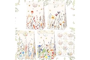 BACH AND BOUJEE 12 pcs wildflower theme favor bags treat candy goodies bags for floral flower bridal shower babyshower birthday wedding party supplies
