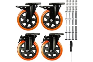 JAYZOD 150mm Lenkrollen, Schwerlastrollen Traglast 1000KG, Industrie-Schwenkrollen für Werkbank, Wagen und Möbel, Satz von 4 Stück