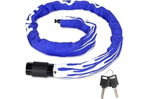 HOMOTO Antivol Velo, Niveau de Sécurité élevé 100CM Cadenas de Bicyclette avec clé, Antivol Moto Cadenas Velo Antivol Chaînes antivol pour Velo Electrique, Porte, Trotinette Electrique etc.