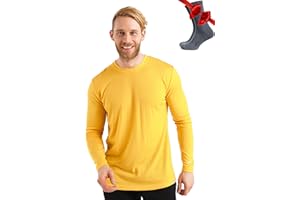 Merino.tech Camiseta Lana Merino Hombre Manga Larga— 100% orgánica de Lana Merino Camisetas Manga Larga Hombre Capa Merino Base Layer