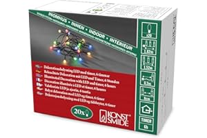 ‎KONSTSMIDE Konstsmide LED Globelichterkette, runde Dioden, 6h Timer, 20 bunte Dioden, batteriebetrieben, Innen, schwarzes Kabel - 1491-507, Bunt