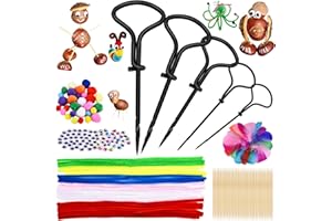 Remione Kastanienbohrer Set mit DIY Bastel Zubehör Kastanien Bastelset Kastanienset zum Basteln mit Kastanien DIY Set 1.5-5mm Bohrer Kastanien für Kinder Deko Geschenk
