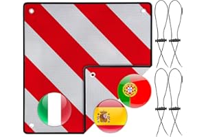 TAOPE Tablica ostrzegawcza Włochy i Hiszpania 4 linki napinające 2 w 1 50 x 50 cm, odblaskowa aluminiowa tabliczka ostrzegawcza czerwona biała do bagażników tylnych, bagażników rowerowych, przyczep,