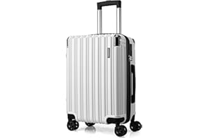 FLIEE Cabin Suitcase Hard Shell | 55x40x20cm cabin luggage | Lightweight Suitcase | Aluminum Telescopic Handle | TSA 3 Digit Combination Lock | 4 Dual Spinner Wheels (White, Cabin 20'')