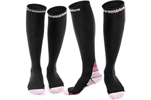 CAMBIVO Bas de Contention Femme et Homme 2 Paires, Chaussettes de Contention Femme Homme contre les Jambes Lourdes Circulation et les Varices pour Sport, Course, Football, Voyage en Avion