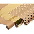 AMERICAN GREETINGS Wrapping Paper For Weddings, Birthdays, Graduation And All Occasions, Kraft And Gold Polka Dots (3 Rolls, 75 Sq. Ft)