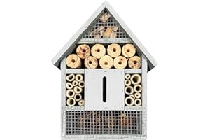 BLUMIXX Hôtel à insectes 22 x 9 x 29 cm – Maison parfaite pour les abeilles et les papillons pour votre jardin | Résistant aux intempéries, adapté aux enfants et idéal pour les abeilles sauvages et les