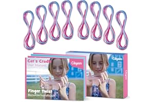 Cikyner Cat’s Cradle String, 8 Pcs Finger String Game 2m Long 2mm Diameter Cats Cradle with Instructions Polyester Colorful String Toy Supplies Ideal for Gifts for Girls and Boys on Birthday Easter
