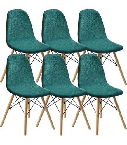 JUNZHE Shell stoelhoezen Retro stoelhoezen, Stretch Spandex Printing Lounge Hoekstoel Protector voor eetkamer, keuken, feest, banketclub woondecoratie ( Beige, set van 6