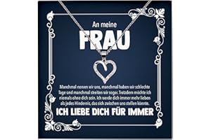 22Feels Ehefrau Geschenk Frauen Schmuck Hochzeitstag Valentinstag Geburtstag - Echt Silber 925 Herz Halskette mit Karte