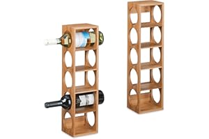 Relaxdays Étagère à vin pour 5 Bouteilles, Lot de 2, en Bambou, HxLxP : 53x14x12 cm, à Poser, Cuisine et Bar, Nature