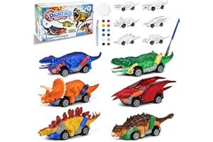 FGZU Painting Dinosaur Toy Pull Back Cars Set, DIY Dinosaur Toys for Boys Age 3 4 5 6, Painting Kits for Kids Ages 4-8, Art and Craft for Kids 3-12, Birthday Gifts for Boys Ages 3 4 5 6 7 8 (Style 1)