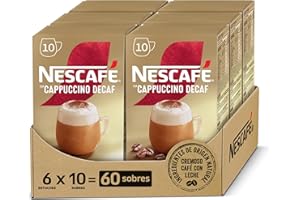 Nescafe GOLD CAPPUCCINO DESCAFEINADO café soluble descafeinado, Pack de 6 unidades con 10 sobres, TOTAL 60 sobres