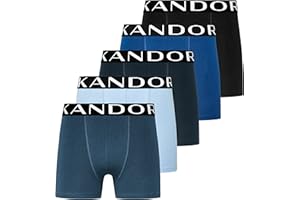 KANDOR bambusowe bokserki męskie - zestaw 5 sztuk, wygodna bielizna dla mężczyzn z bambusa i bawełny, kolorowe i czarne slipboxery, elastyczne męskie majtki, oddychające slipy