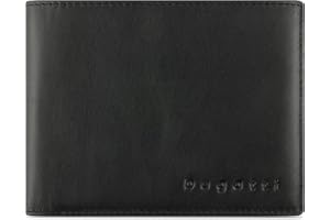 Bugatti Super Slim Portfel z Klapką Skórzany - Cienki z Ochroną RFID, Czarny