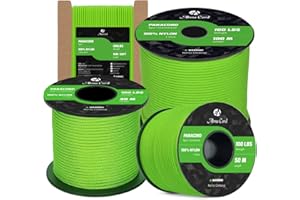 Abma Cord Paracorde 2mm Corde 30m 100% Nylon 1 Brin Type I Corde de Survie, Corde Extérieure - Max. 45 kg - Néon Vert