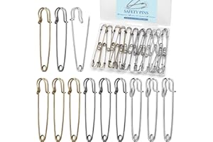 BUOKKON 30Pcs 3" Large Safety Pins, Three Colors Heavy Duty Safety Pins Assorted Stainless Steel Safety Pin for Blankets, Jewelry Making, Clothes, Leather Canvas