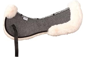 Outback Rider Kunstfell Sattelkissen Sattelunterlage Sattelpad, anatomische Form, synthetischem Fell, hohe Stoßabsorbation, Rückenschoner, Medium, Weiβ