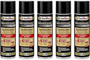 Isolbau Lot de 5 flacons de colle en spray 500 ml – Colle extra forte pour bricolage et industrie – Spray adhésif pour mousse, bois, tissu, cuir, feutre, etc