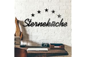 ‎K&L WALL ART K&L Wall Art Sterne Dekobuchstaben 3D Acrylbuchstaben Sterneküche Schwarz Deko Buchstaben Küche 54x10cm Schriftzug aus Glas