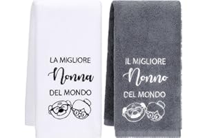 Photect Set Regali per Nonni Asciugamani con Ricamo 35 x 75 cm Regalo di Natale Compleanno Anniversario Festa Papà Mamma Asciugamano Festa del Nonna Nonno (Nonni)