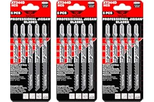 TopsTools JSTTX344D_3 XT344D - Juego de 15 hojas de sierra de calar de 132 mm de largo compatibles con Bosch, Dewalt, Makita, Milwaukee y muchos más