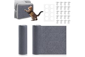 ROSEDREAMER 2 Stück Kratzmatte Katzen Selbstklebend Kratzteppich Katze Wand Kratzschutz Sofa Katze DIY Climbing Cat Scratcher für Wandmontage Geeignet Möbel Kratzschutz Tür mit 20 Sofaschnallen Grau 40×100cm