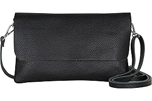 AMBRA MODA AmbraModa GLX11 - Damen Umhängetasche, Clutch, Handytasche aus echtem Leder mit abnehmbarem und verstellbarem Schultergurt, geeignet für Handys und Tablets bis zu 7 Zoll