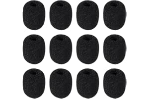 LLOUSSAK 12 Stück Mikrofon Popschutz, Schwarz Mikrofon Windschutz mit div. Mikrofonen, Mini-Mikrofon Headset Windschutzscheibe, Mikrofon Schaumstoff für Klein Mikrofon,Lavalier-Kopfhörer
