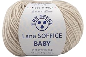 FILATI ITALIANI gomitoli di lana Soffice Baby 50g - 175 metri 50% lana e 50% dralon per capi morbidi e alla moda (BABY, crema - 123)