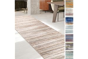 ‎KARAT KARAT Teppich Läufer für Küche, Flur & Wohnraum Küchenläufer - Rutschfester Moderner Flurteppich für Wohnzimmer & Schlafzimmer Meterware nach Maß, Beige, 80 x 500 cm (Amalfi)