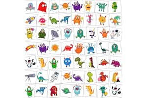 HOWAF 96pcs Temporary Tattoos for Kids, Fake & Waterproof Childrens Temporary Tattoo Space Monster Dinosaur Tattoo Stickers for Boys Party Favors Birthday Party Supplies Kids Party Bag Filler