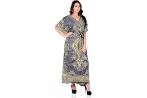 Shah Crafts. Women Kaftan Tunic Kimono Long Maxi Party Dress for Loungewear Holidays Nightwear Beach Cover Up Caftans Free Size