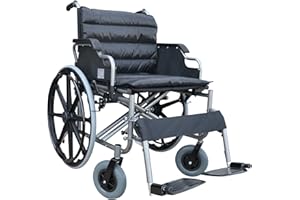 Polironeshop THIRA Carrozzina Pieghevole Sedia a rotelle bariatrica Robusta ad autospinta