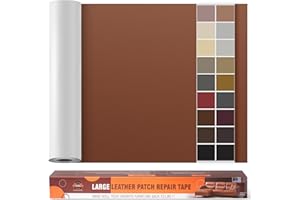 OAZ Patch de Réparation en Cuir Auto-adhésif Surdimensionné, 60 x 300 cm Kit de Réparation de Cuir Autocollant pour la Réparation de Cuir de Grande Taille pour Meubles, Sièges D'auto, Canapés Lisse Brun