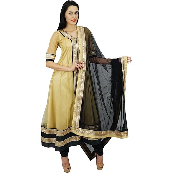 Atasi Anarkali Anzug Damen - Indisches Ethno Kleid Mit Dupatta