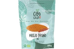 CIBO CRUDO CRUDO BIOLOGICO VEGAN Miglio Bruno Integrale Biologico e Crudo - 500g. Semi di Miglio Contenenti Proteine Vegetali Vitamine e Sali Minerali.