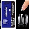 THR3E STROKES Soft Gel Nail Tips, Full Cover Clear Soft Nail Tips for Artificial False Nails Extension Nail Salons DIY Nail Art with Box, 550PCS (SHORT COFFIN N22)