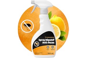 PANTEER Spray anti-puces - 500 ml - Spray pour appartement et meubles - Protection avec extrait d'eucalyptus et de chrysanthème - Traitement anti-puces pour appartement - Lutter contre les puces