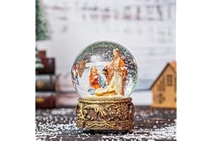 DUSVALLY Christmas Snow Globe Crystal Box with Snowflakes Musical Snow Globes Silent Night 100mm,Nativity