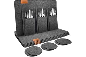 shinfly Manteles Individuales Filz Juego de 18, Lavables, Antideslizantes, Resistentes al Calor Salvamanteles Individuales (44 x 33cm) - Gris Oscuro