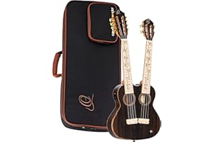 Ortega Guitars Doppelhalsukulele Tenor Ukulele - 4 Saiten und 8 Saiten - elektro-akustisch - Custom Built Series - inklusive Gigbag - Ziricote, Mahagoni (HYDRA-ZS)