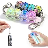 Renkli LED Işıklı 2'li Paket Klavye Fidget Anahtarlık, 4'&uuml; 1 Arada Stres Tıklayıcı Oyuncak, Anksiyete Giderme i&ccedil;in Klavye D&uuml;ğ