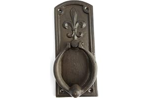CLEVER-DEKO Historischer Türklopfer Eisen Guss Historisches Jugendstil Design Geschenkidee Doorknocker französische Lilie