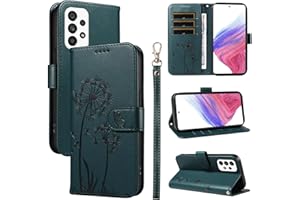 Bravoday Handyhülle für Samsung Galaxy A53 5G Hülle, Premium PU Lederhülle Klappbar Tasche Klapphülle mit Magnet Kartenfach Standfunktion Schutzhülle für Galaxy A53 5G, Dunkelgrün