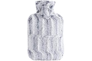 samply Hot Water Bottle with Luxury Cosy Faux Fur Cover, 2L Hot Water Bag for Hand Feet Warmer, Neck and Shoulder Pain Relief,Navy Blue