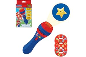 Lexibook- Super Brothers Mario Nintendo, Linterna y proyector con 3 Discos, 24 imágenes, CREA Tus propias Historias, Juguete Infantil, Azul/Rojo, Color, Blanco. (LTC050NI)